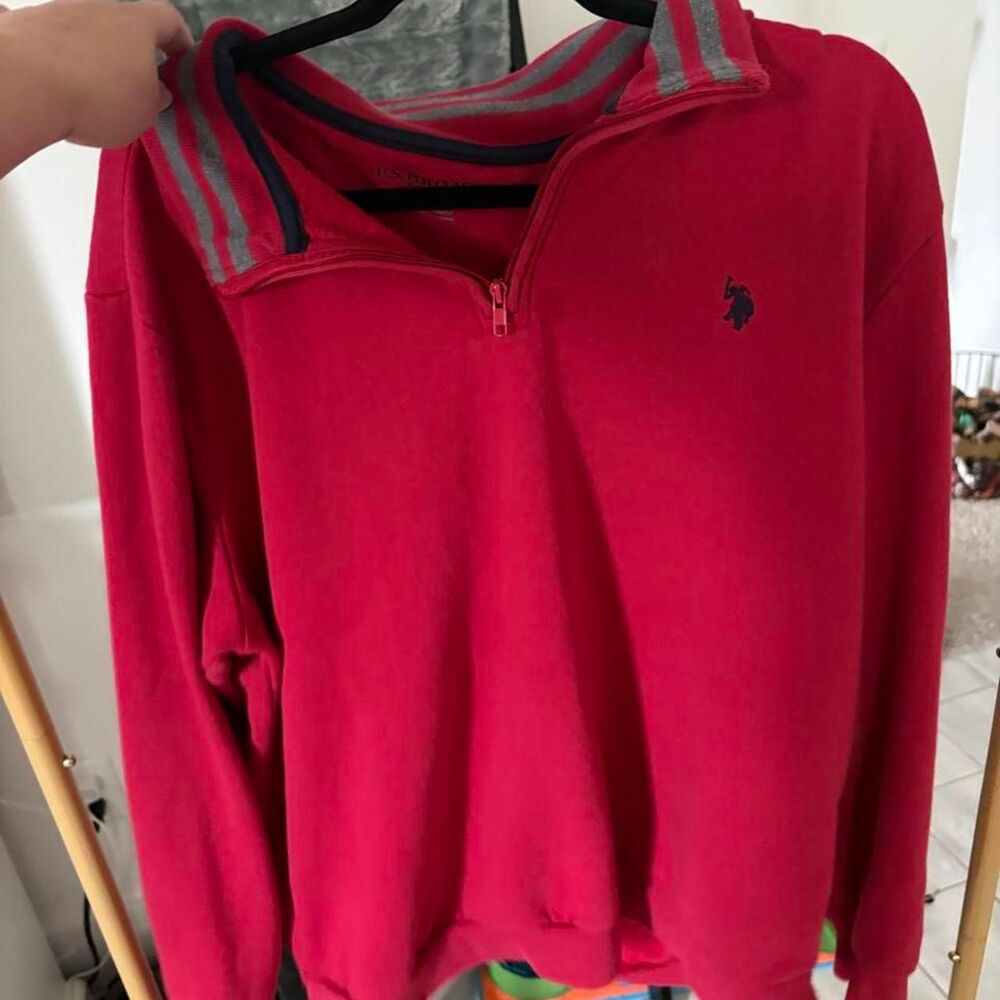 Us-polo-assn Men's Red and Pink Sweatshirt